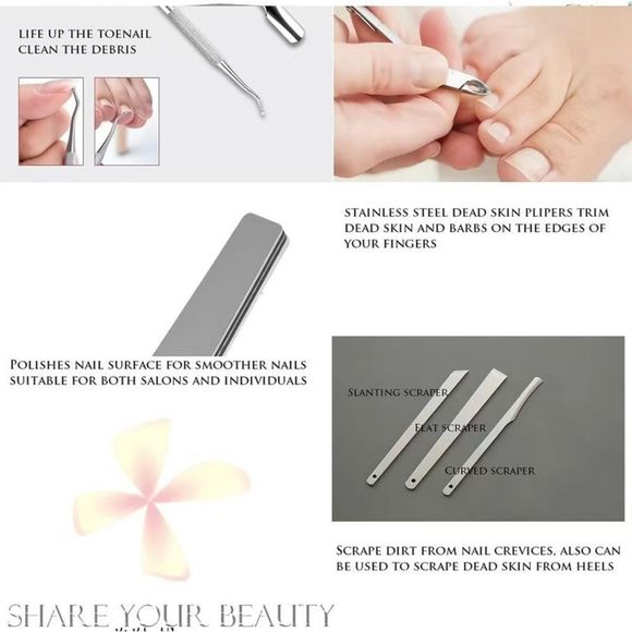 26 in 1 Stainless Steel Foot Care Kit Foot Rasp Dead Skin Remover Pedicure Kit,F - Picture 4 of 6